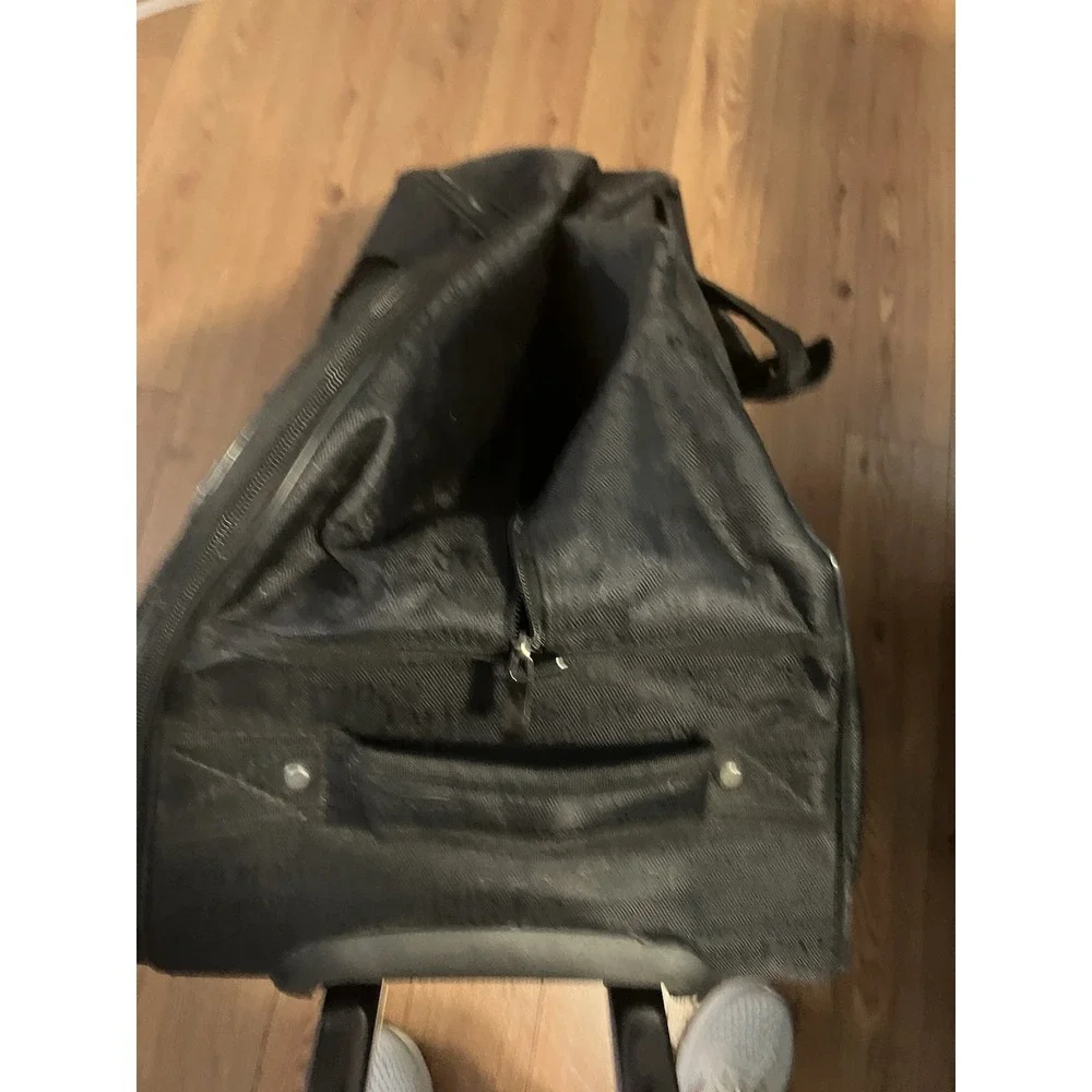 Embossed Paris Pattern Large Rolling Duffel Bag Black 32